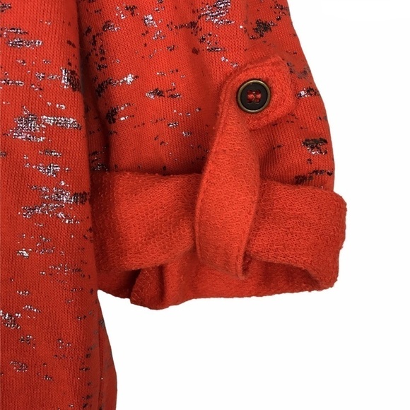 XHILARATION Top Sweatshirt Metallic Foil Scoop Neck Roll Tab 3/4 Sleeves Medium - Picture 5 of 12